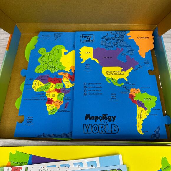 Imagimake Mapology World & USA Puzzle Set Flags Capitals Foam Frames Educational - Picture 8 of 13